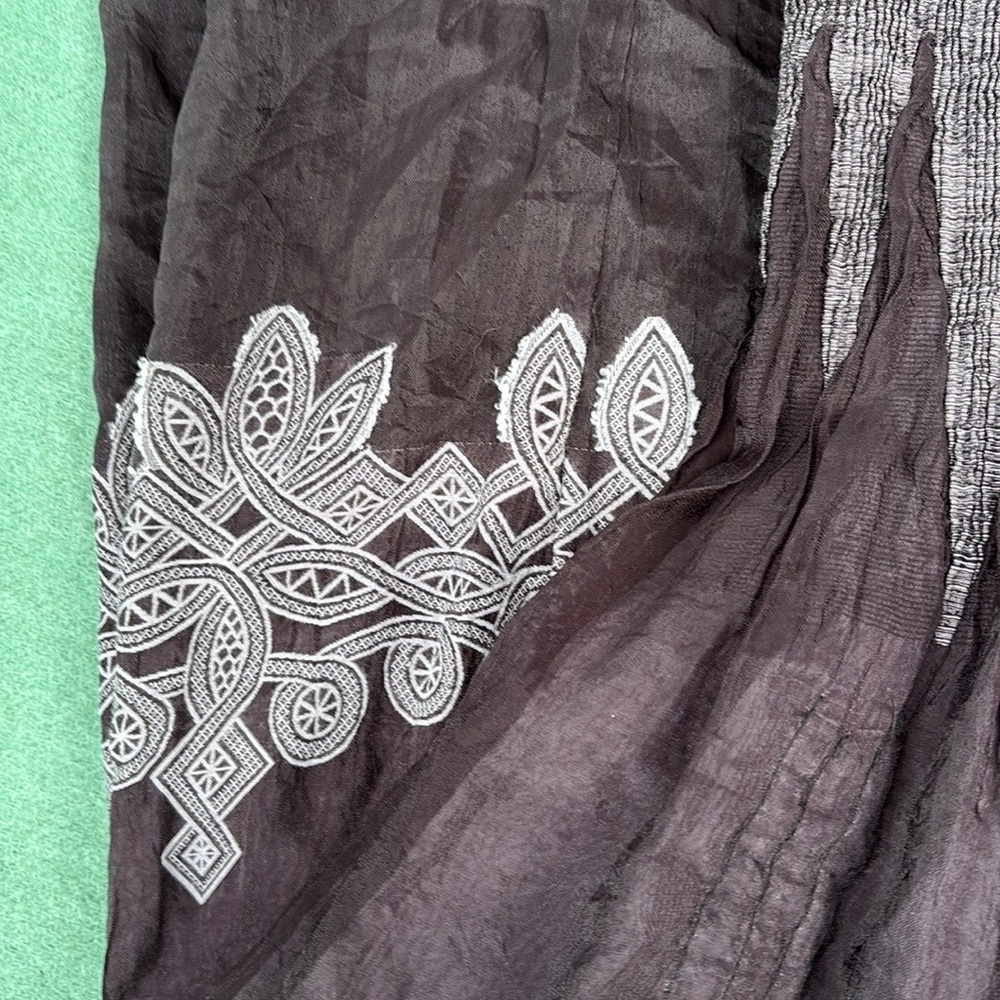 Lapis Black & Gray Strapless Dress Maxi Skirt Crinkle Smocked Whimsical Goth OS